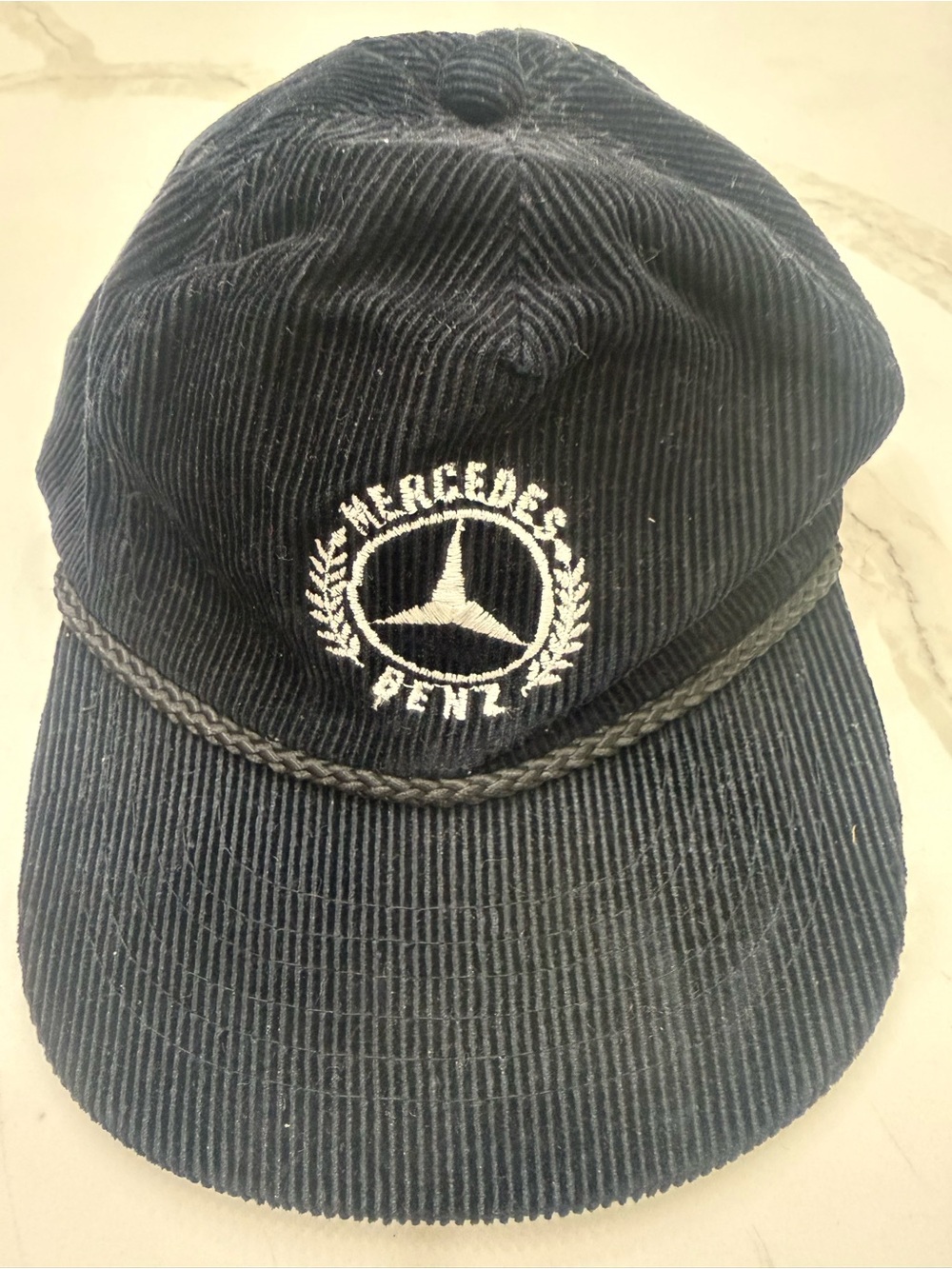 Mercedes-Benz Black Corduroy Cap with Embroidered Logo